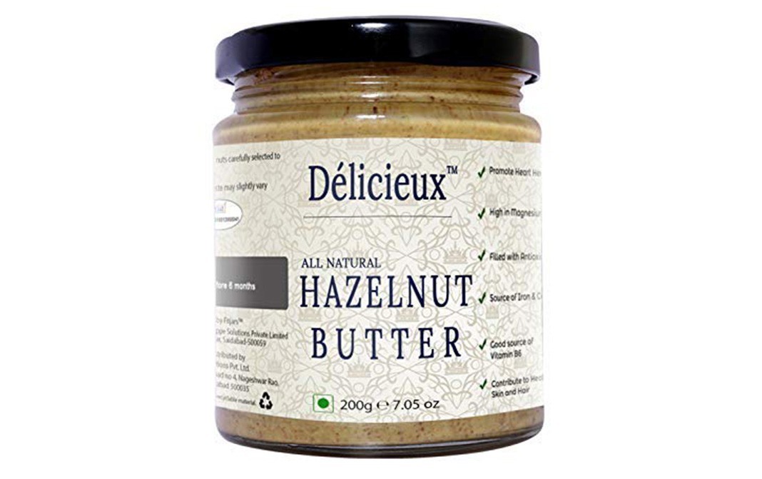 Delicieux All Natural Hazelnut Butter    Glass Jar  200 grams
